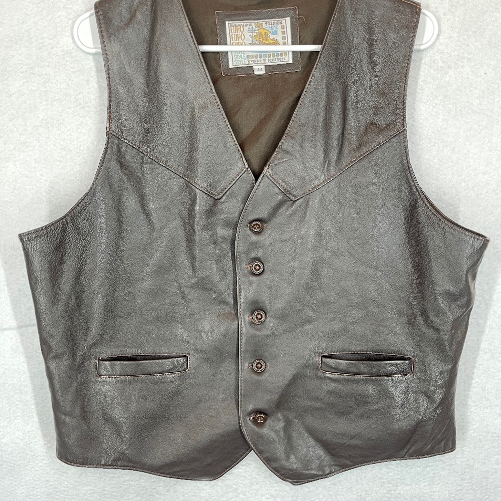 Vintage Fundamental Fashion Gino Leather Vest Euro Style Brown Men's Size 44
